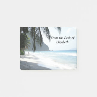 Tropical Beach with Palm Trees Personalised Post-it Notes