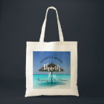 Tropical Beach with Thatched Umbrella Wedding Tote Bag<br><div class="desc">A wedding  tote bag with a photograph of a scenic tropical caribbean beach.. A white sandy beach and crystal blue waters with a solo thatched umbrella. Secluded and serene.</div>