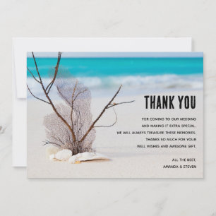 Tropical Beach with White Seashells Thank You Card