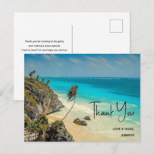 Tropical Beach with Wind Swept Trees Thank You Postcard