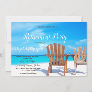 Tropical Beach,Wood Chairs Retirement Party Invitation