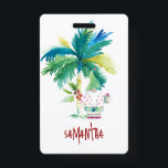 Tropical Beach Xmas Name Tags ID Badge<br><div class="desc">These xmas name tags are designed using hand-painted watercolor palm tree with Christmas elf in flip flops on the beach—perfect for a company Christmas party, conference or business. Easily customise each name tag using the editable name tags template for a cohesive and stylish design. Explore the full Christmas theme here:...</div>