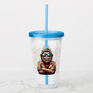 Tropical/beach yeti/bigfoot acrylic tumbler