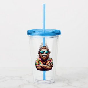 Tropical/beach yeti/bigfoot acrylic tumbler