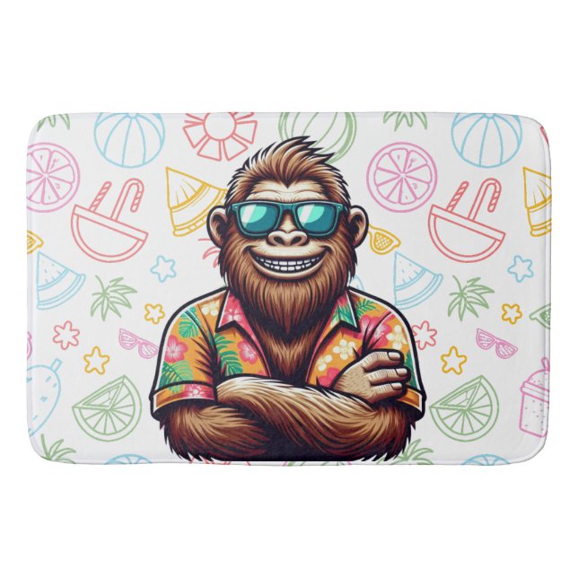 Tropical/beach yeti/bigfoot  bath mat (Front)