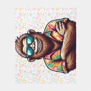 Tropical/beach yeti/bigfoot  fleece blanket