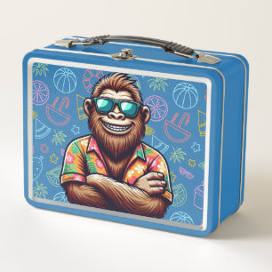 Tropical/beach yeti/bigfoot metal lunch box