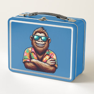 Tropical/beach yeti/bigfoot metal lunch box