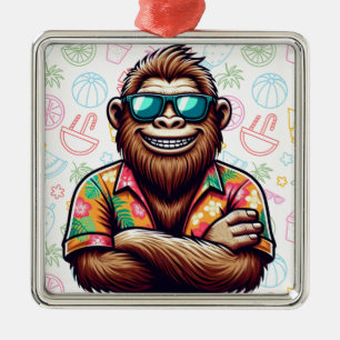 Tropical/beach yeti/bigfoot metal tree decoration