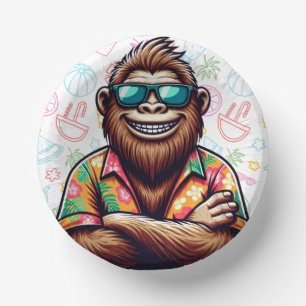 Tropical/beach yeti/bigfoot paper plate
