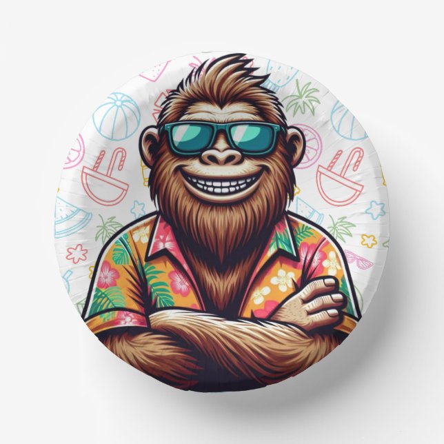 Tropical/beach yeti/bigfoot  paper plate (Front)