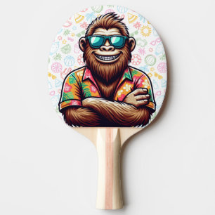 Tropical/beach yeti/bigfoot ping pong paddle