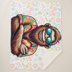 Tropical/beach yeti/bigfoot sherpa blanket