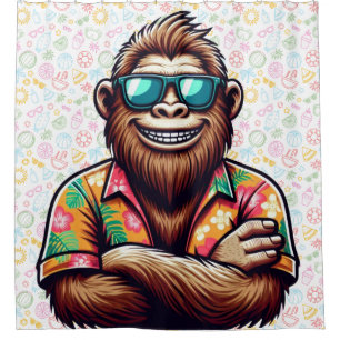 Tropical/beach yeti/bigfoot  shower curtain