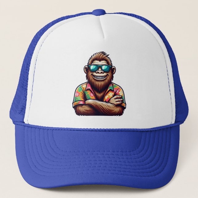 Tropical/beach yeti/bigfoot  trucker hat (Front)