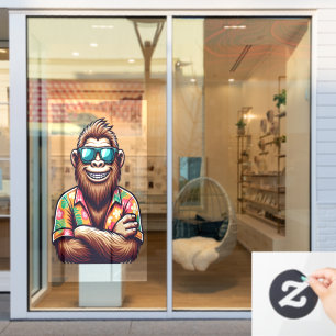 Tropical/beach yeti/bigfoot window cling