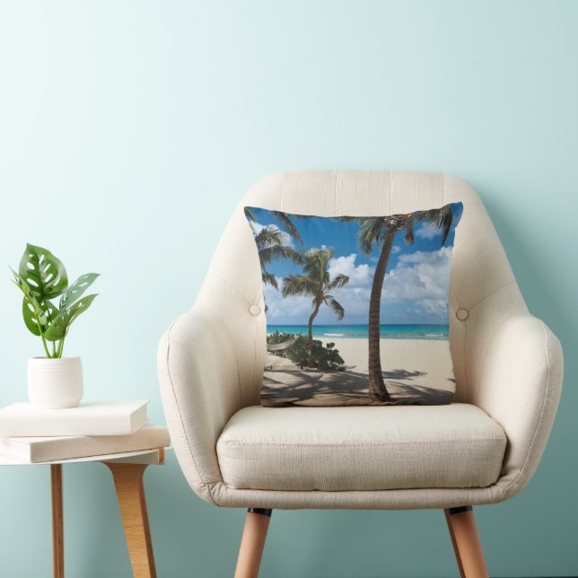 Tropical Beaches | Anguilla Beach, Palm Tree Cushion (Chair)