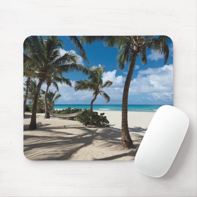 Tropical Beaches | Anguilla Beach, Palm Tree Mouse Mat (With Mouse)
