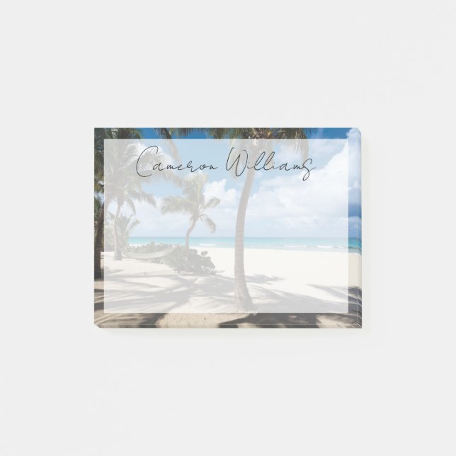 Tropical Beaches | Anguilla Beach, Palm Tree Post-it Notes (Front)