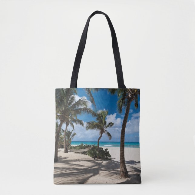 Tropical Beaches | Anguilla Beach, Palm Tree Tote Bag (Front)