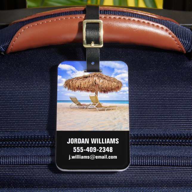 Tropical Beaches | Aruba Sandy Beach Luggage Tag (Front Insitu 2)