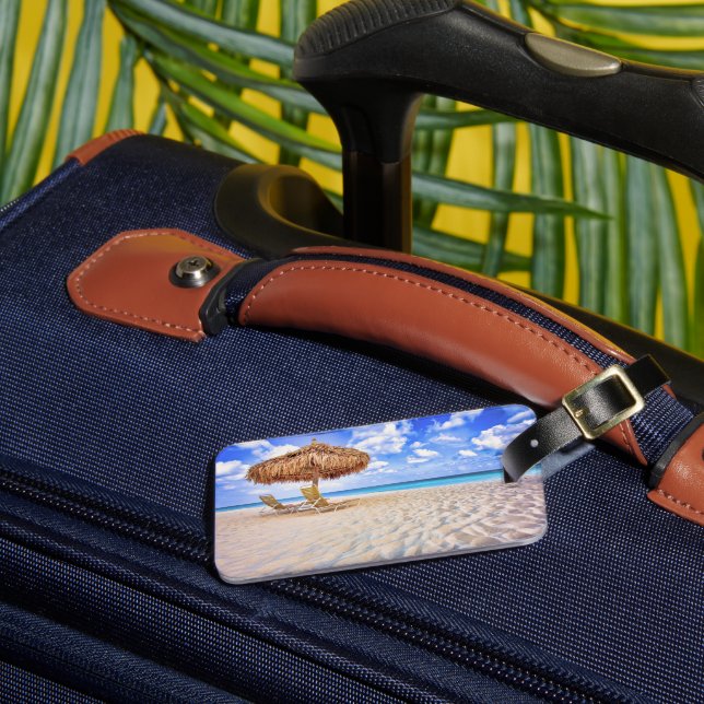 Tropical Beaches | Aruba Sandy Beach Luggage Tag (Front Insitu 3)