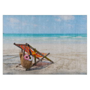 Tropical Beaches Beach Chair on Sand Cutting Board
