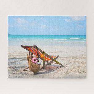 Tropical Beaches   Beach Chair on Sand Jigsaw Puzzle