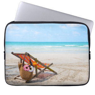Tropical Beaches   Beach Chair on Sand Laptop Sleeve