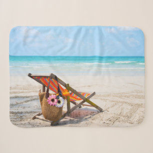 Tropical Beaches Beach Chair on Sand Sherpa Blanket