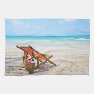 Tropical Beaches   Beach Chair on Sand Tea Towel