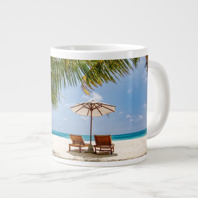 Tropical Beaches | Beach Dominican Republic Large Coffee Mug (Front Right)