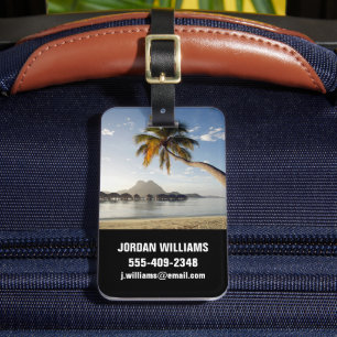 Tropical Beaches   Beach Huts, Bora Bora Luggage Tag
