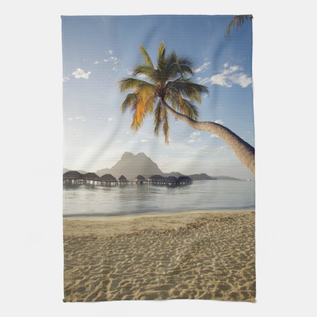 Tropical Beaches | Beach Huts, Bora Bora Tea Towel (Vertical)