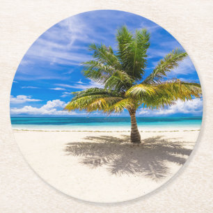 Tropical Beaches   Bora Bora, French Polynesia Round Paper Coaster