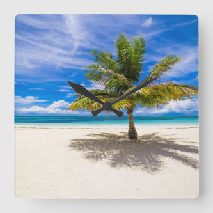 Tropical Beaches   Bora Bora, French Polynesia Square Wall Clock