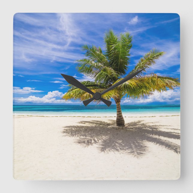 Tropical Beaches | Bora Bora, French Polynesia Square Wall Clock (Front)