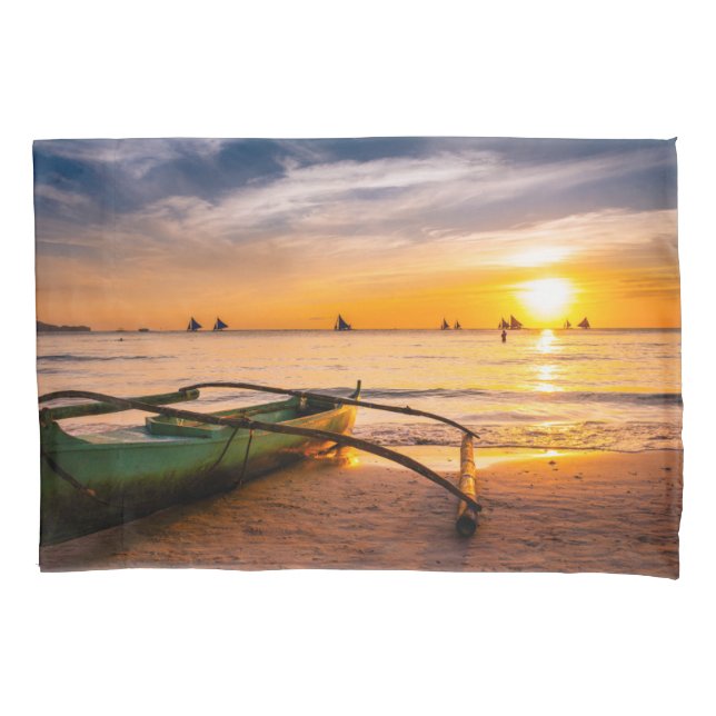 Tropical Beaches | Boracay's White Beach Pillowcase (Front)