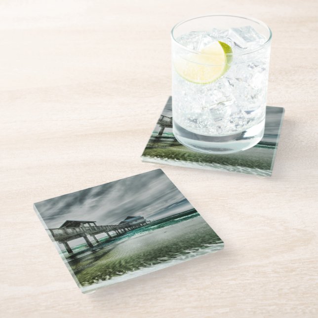 Tropical Beaches | Clearwater Florida Glass Coaster (Angled)
