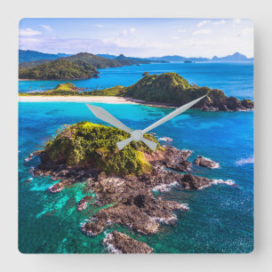 Tropical Beaches El Nido Phillipines Square Wall Clock