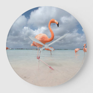 Tropical Beaches   Flamingos Beach, Aruba Large Clock