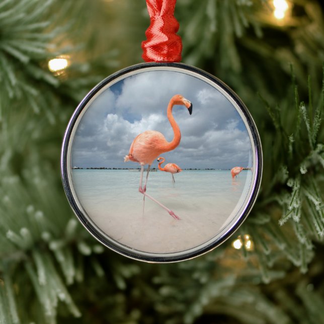 Tropical Beaches | Flamingos Beach, Aruba Metal Tree Decoration (Tree)