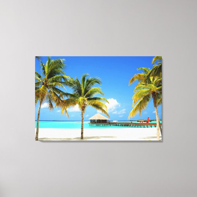 Tropical Beaches | Island & Lagoon, Maldives Canvas Print (Front)