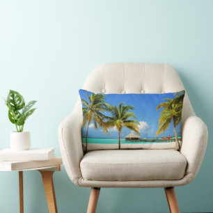 Tropical Beaches   Island & Lagoon, Maldives Lumbar Cushion