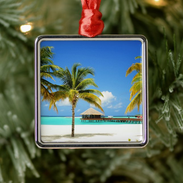 Tropical Beaches | Island & Lagoon, Maldives Metal Tree Decoration (Tree)