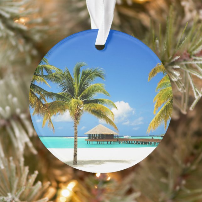 Tropical Beaches | Island & Lagoon, Maldives Ornament (Tree)