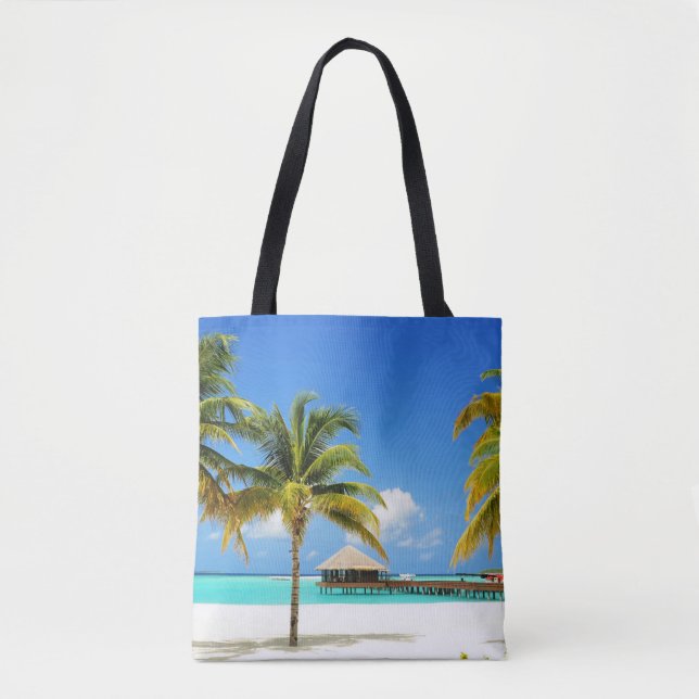 Tropical Beaches | Island & Lagoon, Maldives Tote Bag (Front)