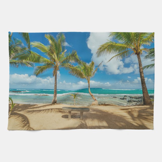 Tropical Beaches | Kuau Cove Beach, Maui Hawaii Tea Towel (Horizontal)