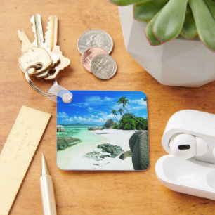 Tropical Beaches La Digue Island Key Ring