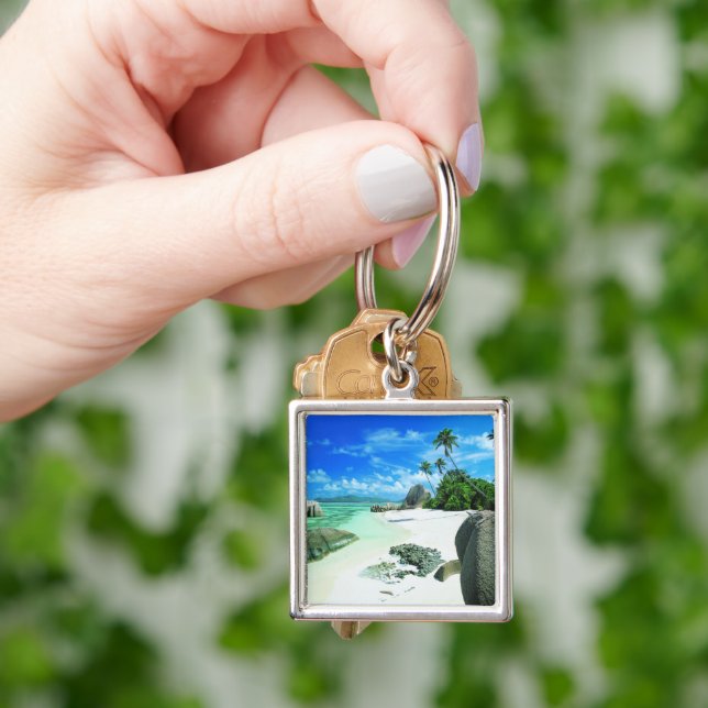 Tropical Beaches | La Digue Island Key Ring (Hand)